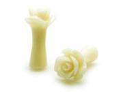 6g 4mm Acrylic Tunnel White Rose Ear Plugs