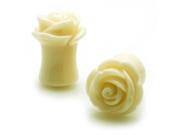 00g 9mm Acrylic Tunnel White Rose Ear Plugs