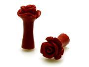 6g 4mm Acrylic Tunnel Red Rose Ear Plugs