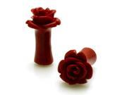 4g 5mm Acrylic Tunnel Red Rose Ear Plugs