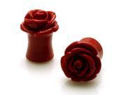 00g 9mm Acrylic Tunnel Red Rose Ear Plugs