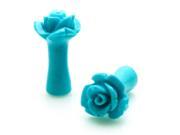 6g 4mm Acrylic Tunnel Turquoise Rose Ear Plugs