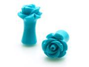 2g 6mm Acrylic Tunnel Turquoise Rose Ear Plugs