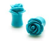 00g 9mm Acrylic Tunnel Turquoise Rose Ear Plugs