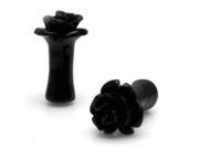 4g 5mm Acrylic Tunnel Black Rose Ear Plugs