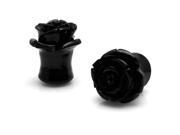 7 16 Gauge 11mm Acrylic Tunnel Black Rose Ear Plugs