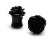 1 2 Gauge 12.7mm Acrylic Tunnel Black Rose Ear Plugs