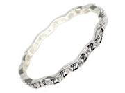 Antique Silver Plated CZ Wave Style Brass Bangle Circumference 6