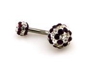 14g 1.6mm Eggplant Purple CZ Crusted Disco Ball Belly Ring