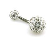 14g 1.6mm Big White CZ Crusted Disco Ball Belly Ring