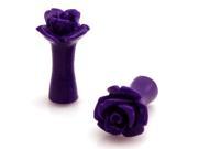 6g 4mm Acrylic Tunnel Purple Rose Ear Plugs