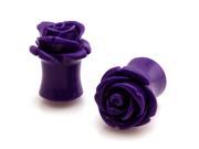 00g 9mm Acrylic Tunnel Purple Rose Ear Plugs