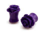7 16 Gauge 11mm Acrylic Tunnel Purple Rose Ear Plugs