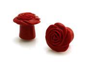 7 16 Gauge 11mm Opaque Red Acrylic Rose Ear Expander Ear Plugs