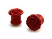 9 16 Gauge 14mm Opaque Red Acrylic Rose Ear Expander Ear Plugs