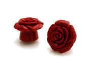 5 8 Gauge 16mm Opaque Red Acrylic Rose Ear Expander Ear Plugs