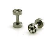 12g 2mm Stainless Steel Hollow Tunnel Ring of Gems Ear Expander Ear Plugs