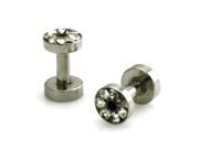 10g 2.5mm Stainless Steel Hollow Tunnel Ring of Gems Ear Expander Ear Plugs