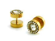 10mm Gold Stainless Steel Domed Top Bejeweled Fake Cheater Plug