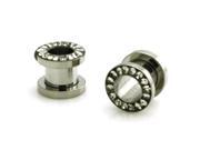 0g 8mm Stainless Steel Hollow Tunnel Ring of Gems Ear Expander Ear Plugs