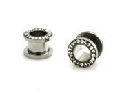 00g 9mm Stainless Steel Hollow Tunnel Ring of Gems Ear Expander Ear Plugs
