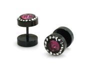 10mm Black Stainless Steel With Hot Pink CZ Fake Cheater Plug