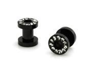 4g 5mm Black Stainless Steel Hollow Tunnel Ring of Gems Ear Expander Ear Plugs