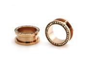 3 4 Gauge 19mm Rose Gold Stainless Steel Hollow Tunnel Ring of Gems Ear Expander Ear Plugs