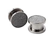 7 16 Gauge 11mm Stainless Steel Hollow Tunnel Silver Sparkles Ear Expander Ear Plugs