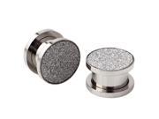 1 2 Gauge 12.7mm Stainless Steel Hollow Tunnel Silver Sparkles Ear Expander Ear Plugs
