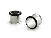 00g 9mm Stainless Steel Tunnel With Rubber Stopper Ear Expander Plugs