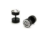 0g 8mm Stainless Steel Flat Gem Top Fake Cheater Ear Plug