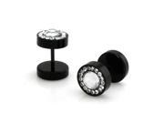 10mm Black Stainless Steel Eight Cut Cubic Zirconia Fake Cheater Ear Plug