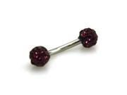 Stainless Steel Barbell Style Purple Cubic Zirconia Ball Eyebrow Piercing Ring