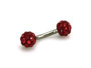 Stainless Steel Barbell Style Red Cubic Zirconia Ball Eyebrow Piercing Ring
