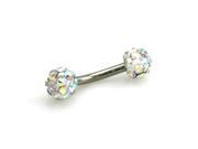 Stainless Steel Barbell Style Multi Color Cubic Zirconia Ball Eyebrow Piercing Ring