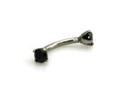 Stainless Steel Barbell Style Black CZ Eyebrow Piercing Ring