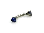 Stainless Steel Barbell Style Blue CZ Eyebrow Piercing Ring