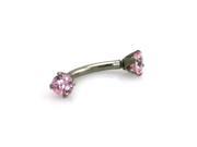 Stainless Steel Barbell Style Pink CZ Eyebrow Piercing Ring
