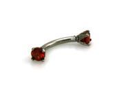 Stainless Steel Barbell Style Red CZ Eyebrow Piercing Ring