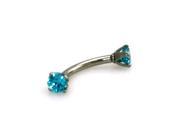 Stainless Steel Barbell Style Teal CZ Eyebrow Piercing Ring