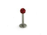 Stainless Steel Labret Style Red Cubic Zirconia Lip Piercing Ring