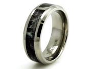 TIONEER R20399 085 Titanium w Imitation Brown Marble Inlay Band Design Ring