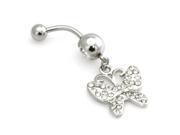 14g 1.6mm Stainless Steel Gem Covered Flat Butterfly Dangle Belly Navel Ring