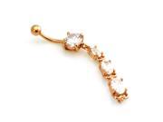 14g 1.6mm Rose Gold Plated Stainless Steel Crystal Chandelier Dangle Belly Navel Ring