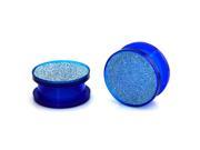 3 4 19mm Dark Blue Semi Transparent Acrylic Glitter Ear Plugs