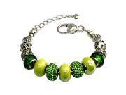 Tioneer B33294 Multi color Emerald and Green Beaded Charms Metal Alloy Bracelet