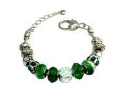 Tioneer B33299 Multi color Emerald and Mint Gems Beaded Charms Metal Alloy Bracelet