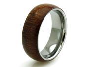 Tioneer Stainless Steel Mahogany Wood Inlay Domed Ring