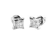 Tioneer E50047D Sterling Silver Concave 0.05 CTW Diamond Stud Earrings
